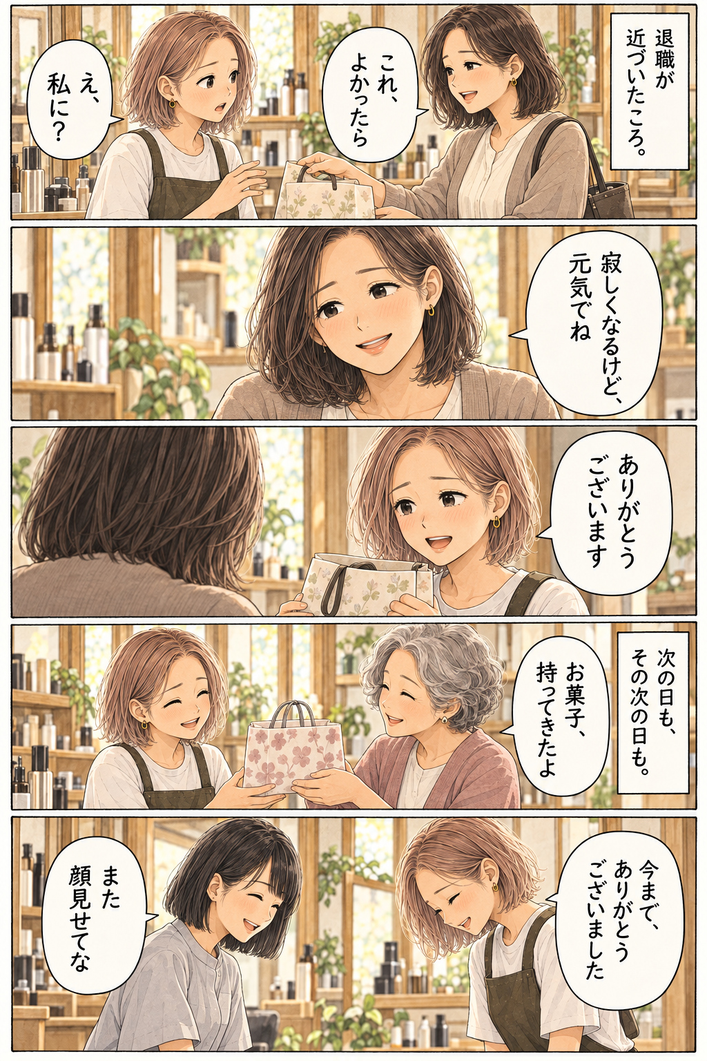 8ページ目：前職のお客様やスタッフに送り出される